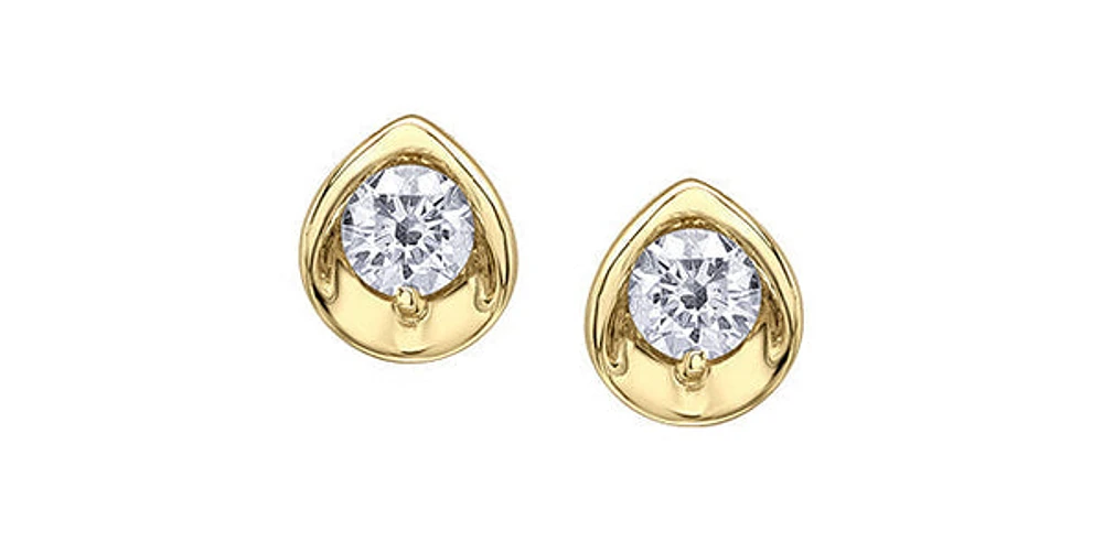 10K Yellow Gold 0.15 cttw Round Brilliant Cut Canadian Diamond Earrings