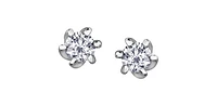 10K White Gold 0.16cttw Round Cut Canadian Diamond Stud Earrings