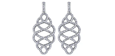 14K White Gold 0.52cttw Diamond Dangle Earrings