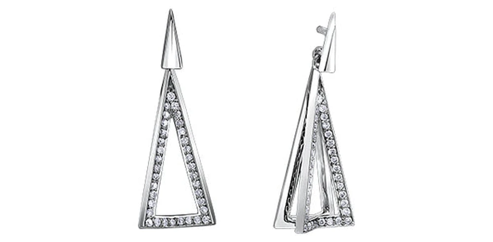 10K White Gold 0.20cttw Diamond Dangle Earrings