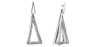 10K White Gold 0.20cttw Diamond Dangle Earrings