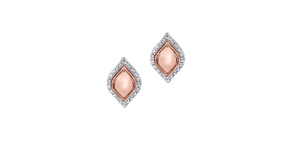 10K White & Rose Gold 0.13cttw Diamond Stud Earrings