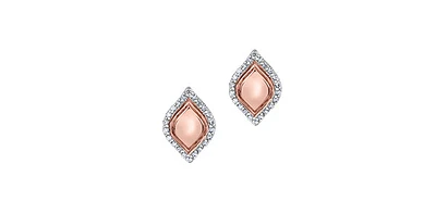 10K White & Rose Gold 0.13cttw Diamond Stud Earrings