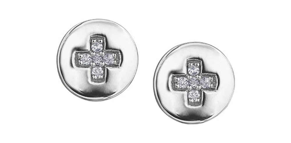 10K White Gold 0.05cttw Diamond Earrings