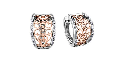 10K White and Rose Gold 0.33cttw Diamond Earrings