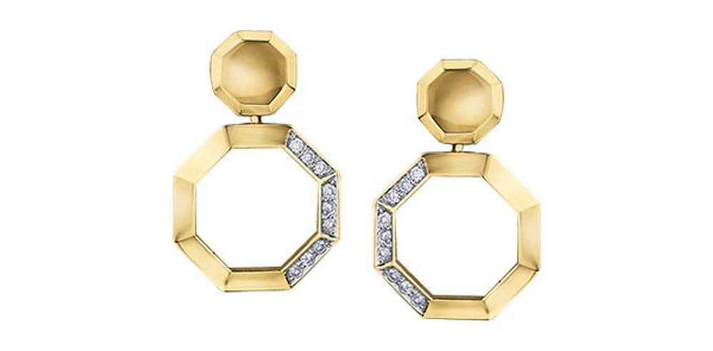 10K Yellow Gold 0.135cttw Diamond Earrings