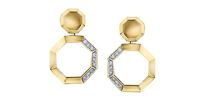 10K Yellow Gold 0.135cttw Diamond Earrings