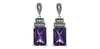10K White Gold 1.80cttw Amethyst and 0.03cttw Diamond Dangle/Drop Earrings