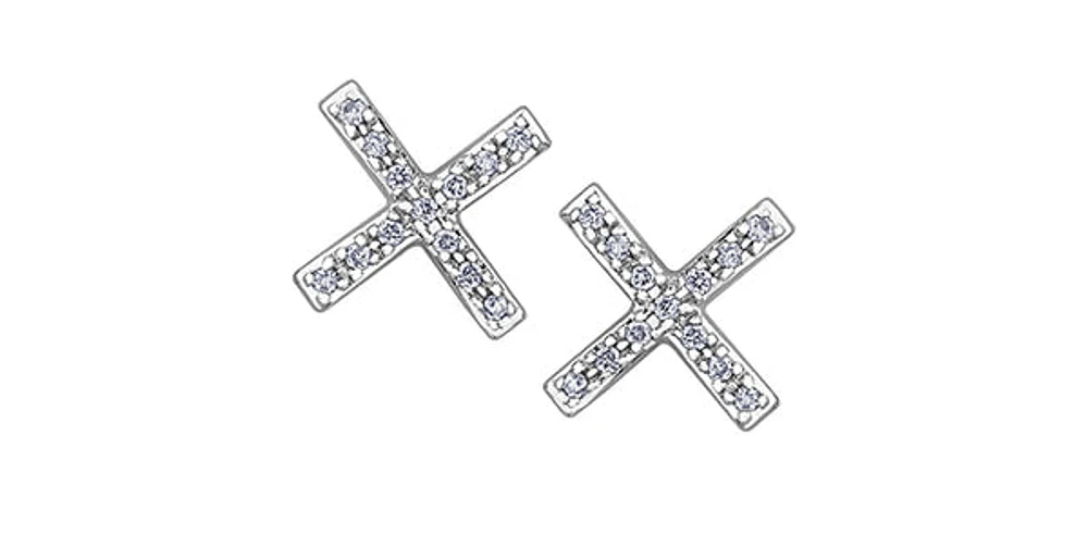 10K White Gold 0.065cttw Diamond Earrings