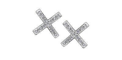 10K White Gold 0.065cttw Diamond Earrings