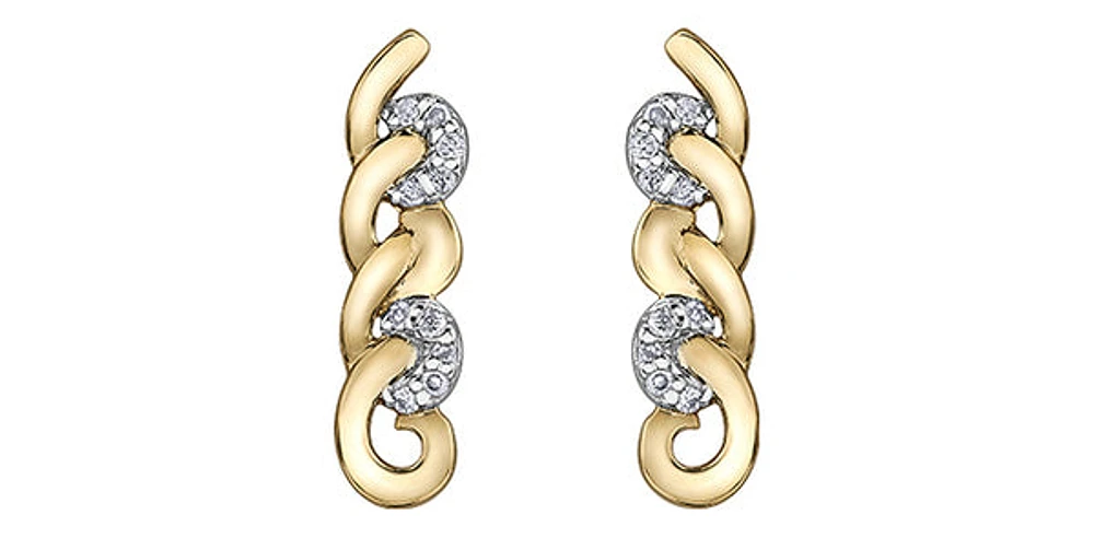 10K Yellow Gold 0.05cttw Diamond Earrings