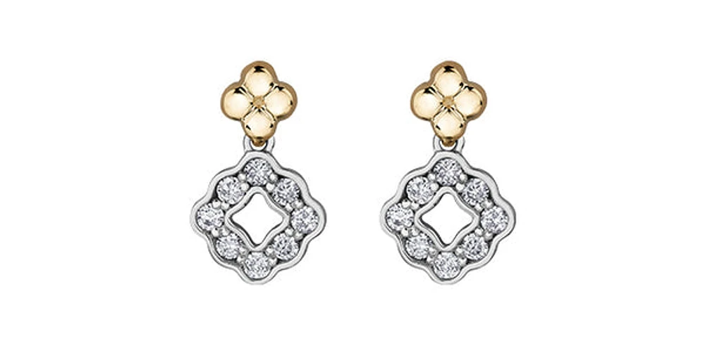 10K White & Yellow Gold 0.25cttw Diamond Earrings