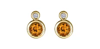 10K Yellow Gold Citrine and 0.01cttw Diamond Earrings
