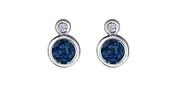 10K White Gold Sapphire  and 0.01cttw Diamond Earrings