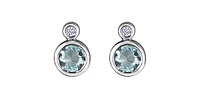 10K White Gold Aquamarine and 0.01cttw Diamond Earrings