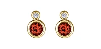10K Yellow Gold Garnet and 0.01cttw Diamond Earrings