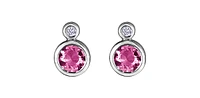 10K White Gold Pink Tourmaline and 0.01cttw Diamond Earrings
