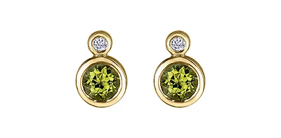 10K Yellow Gold Peridot and 0.01cttw Diamond Earrings