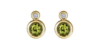 10K Yellow Gold Peridot and 0.01cttw Diamond Earrings