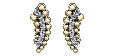 10K Yellow Gold 0.12cttw Diamond Earrings