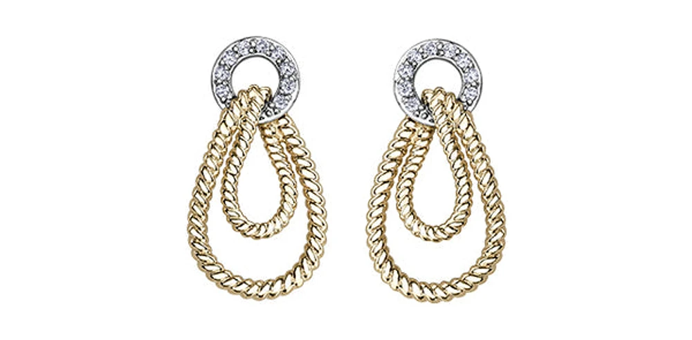 10K White & Yellow Gold 0.11cttw Diamond Earrings