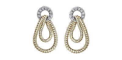 10K White & Yellow Gold 0.11cttw Diamond Earrings
