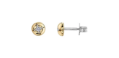 10K Yellow & White Gold 0.08cttw Diamond Stud Earrings