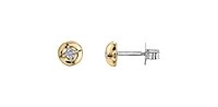 10K Yellow & White Gold 0.08cttw Diamond Stud Earrings