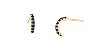 10K Yellow Gold Sapphire & Diamond Half Hoop Earrings