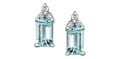 10K White Gold Aquamarine and Diamond Earrings