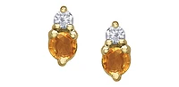 10K Yellow Gold Citrine and 0.01cttw Diamond Earrings