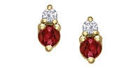 10K Yellow Gold Garnet and Diamond Earrings