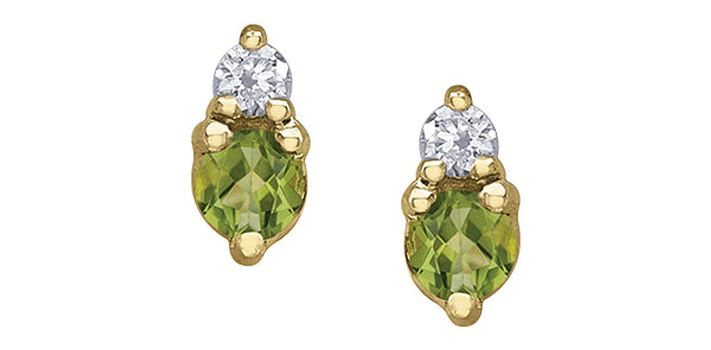 10K Yellow Gold Peridot and Diamond Earrings