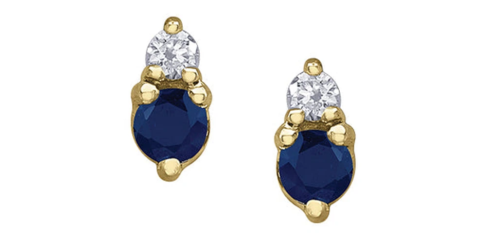 10K Yellow Gold Sapphire and Diamond Earrings