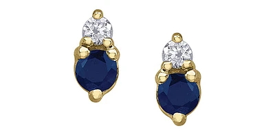 10K Yellow Gold Sapphire and Diamond Earrings