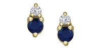 10K Yellow Gold Sapphire and Diamond Earrings