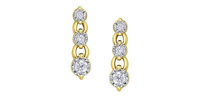 10K Yellow Gold 0.23cttw Diamond Dangle Earrings