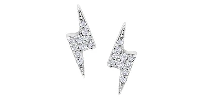 10K Gold 0.07cttw Round Brilliant Cut Lightning Bolt Diamond Earrings