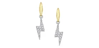 10K White & Yellow Gold 0.07cttw Diamond Lightning Bolt Earrings