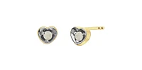 10K Yellow Gold Opal Heart Stud Earrings