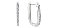 10K White Gold cttw Diamond Square Hoop Earrings