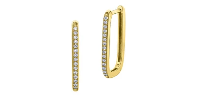 10K Yellow Gold cttw Diamond Square Hoop Earrings