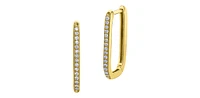 10K Yellow Gold cttw Diamond Square Hoop Earrings