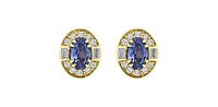 10K Yellow Gold Tanzanite, White Sapphire & Diamond Earrings