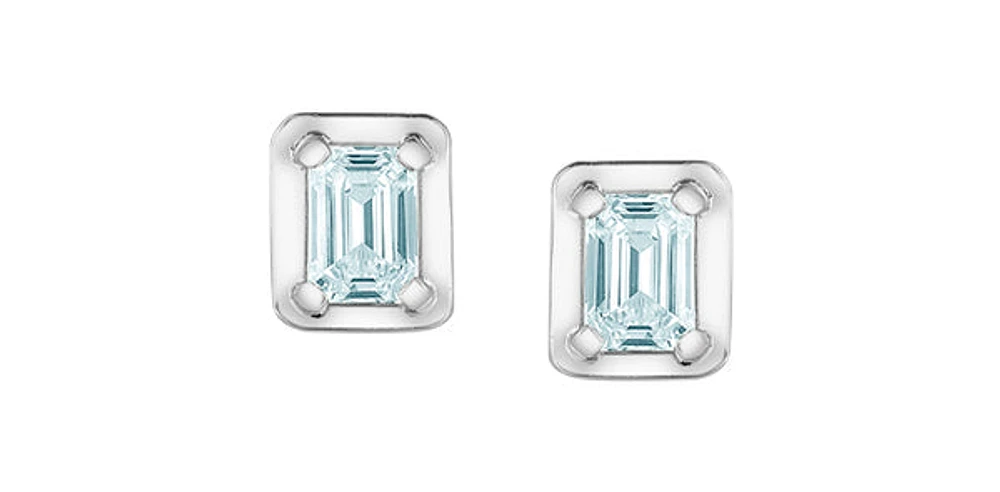 10K White Gold 0.46cttw Lab Grown Emerald Cut Diamond Earrings