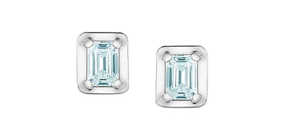 10K White Gold 0.46cttw Lab Grown Emerald Cut Diamond Earrings