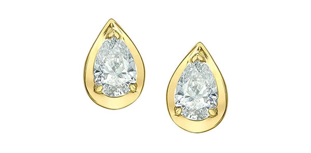 10K Yellow Gold 0.46cttw Lab Grown Pear Cut Diamond Earrings