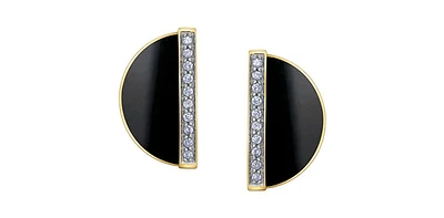 10K Yellow Gold Onyx and Diamond Earrings