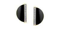 10K Yellow Gold Onyx and Diamond Earrings
