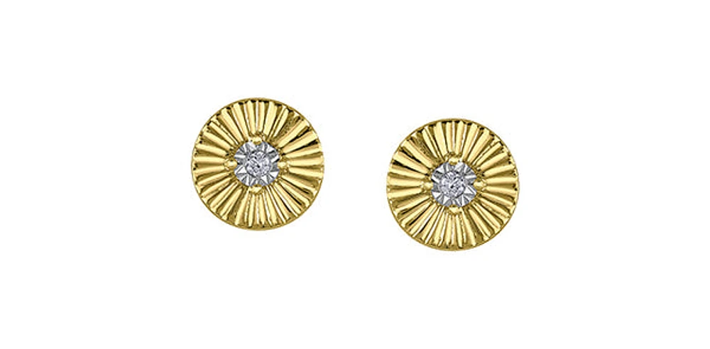 10K Yellow Gold 0.04 cttw Diamond Stud Earrings